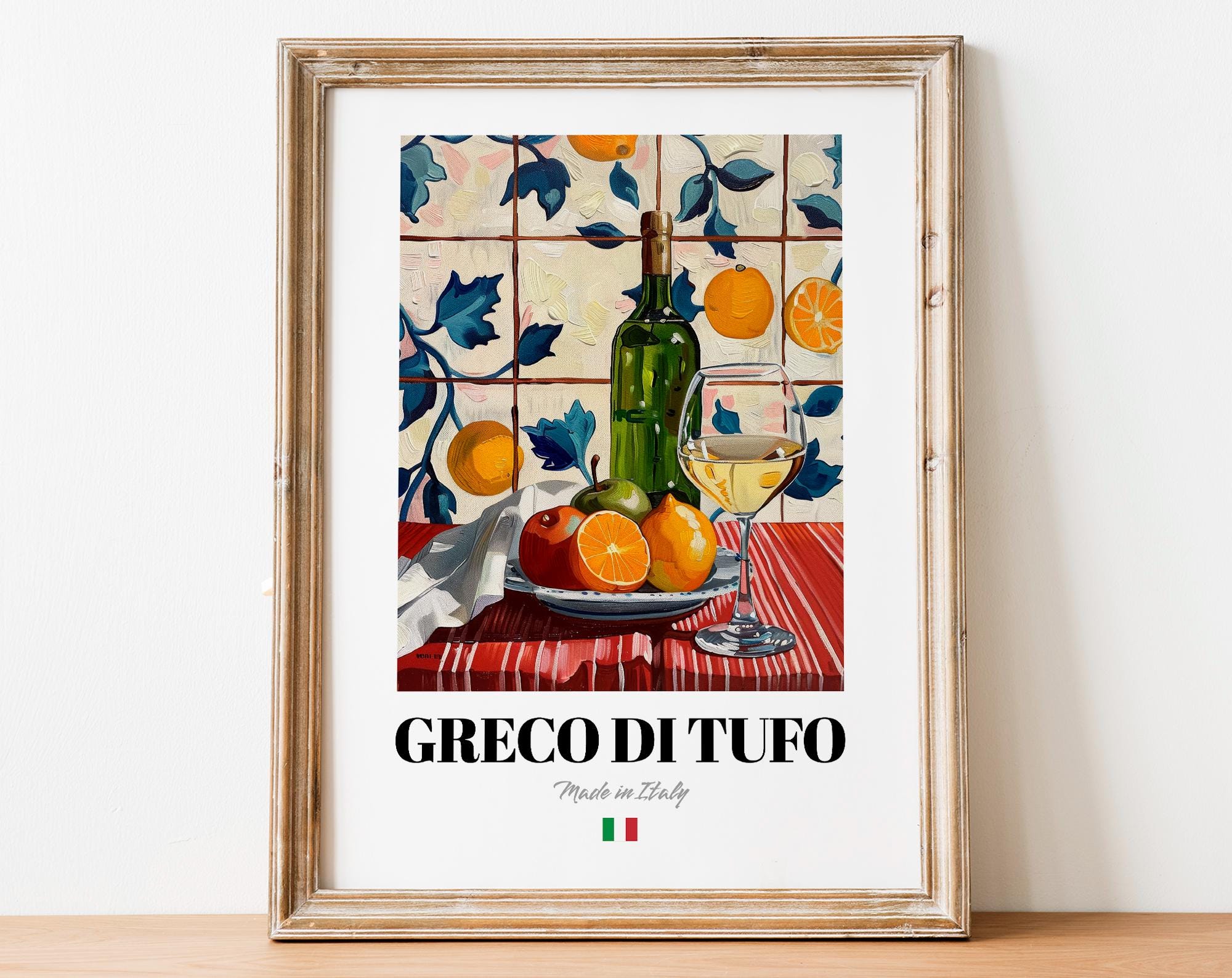 Vintage Greco di Tufo Bottle Print Poster: Italian Wine Art for Homes