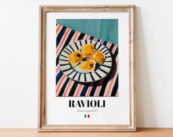 Vintage Ravioli Art: Whimsical Kitchen Decor with a Pasta Twist