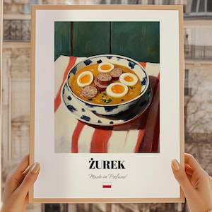 Żurek Poster Art, Polish Kitchen Poster, Polish Food Illustration, Polish Cuisine Poster