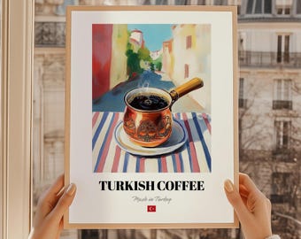 Café turc, Türk Kahvesi, affiche de Türk Kahvesi, décoration de bar Turk, oeuvre d&#39;art murale café, cadeau pour ami turc, impression de cuisine