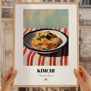 Kimchi Wall Art Print Poster, Korean Cuisine, Fermented Vegetables, Korean Friend Gift, Korea Cafe Wall Decor