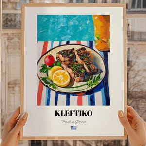 Kleftiko, póster de comida griega, menú de cena, impresión de Kleftiko, bar de bebidas, póster de comedor