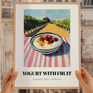 Yogurt With Fruit, American Cuisine, Greek Cuisine, Yogurt Wall Art, Food Wall Decor, Cafe Wall Art