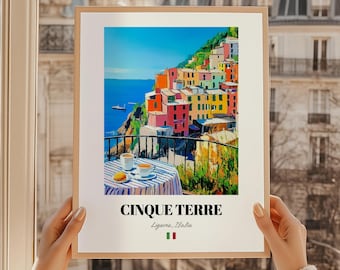 Cinque Terre Print, Liguria Coastal Art, Italian Riviera Poster
