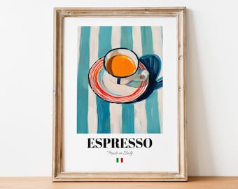 Italian Espresso Art Print Poster: Café Wall Art for Passionate Coffee Lovers