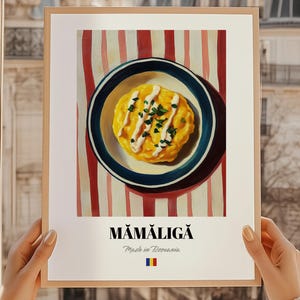 Mamaliga Wall Art Print Poster, Romanian Cuisine, Cornmeal Porridge, Romanian Friend Gift, Romania Restaurant Wall Art