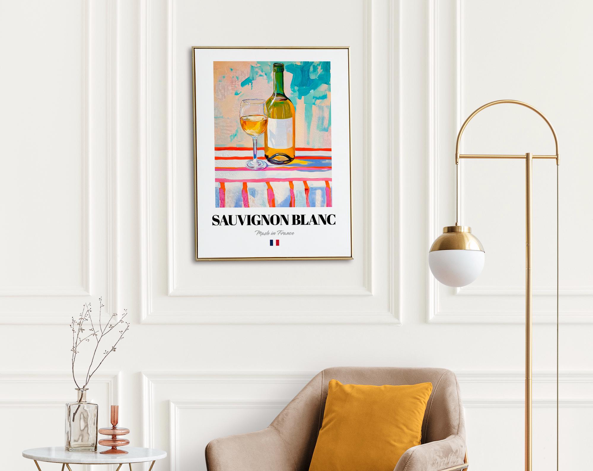 Sauvignon Blanc Wine Wall Art Print Poster: Crisp French White for