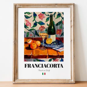 Póster con impresión de botella de Franciacorta vintage: arte de champán italiano para el hogar
