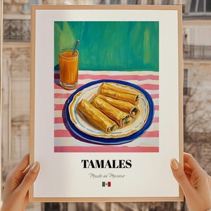 Tamales Poster, Mexican Food Painting, Mexican Kitchen Poster, Chef Gift, Mexican Restaurant Wall Art