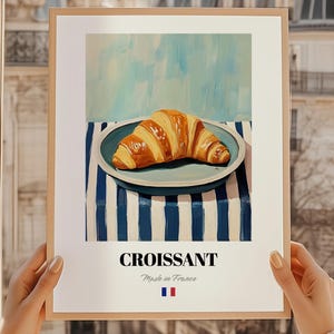 Croissant, Tableau pâtisserie française, Tableau croissant, Menu du dîner, Pâtisserie, Art mural de cuisine