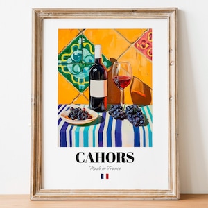 Cahors wijnwandposter poster: vintage frans rood voor keukens