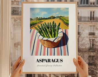 Poster Aspergeprint, kunst aan de muur voorraadkast, voedselolieverfschilderij, muurdecoratie keuken