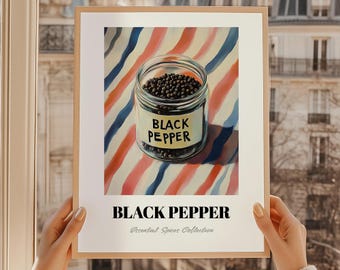 Black Pepper Print, Culinary Herbs Kitchen Wall Art