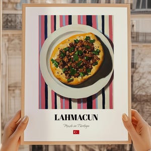 Lahmacun Poster, Turkish Kitchen Poster, Turkish Food Painting, Turkish Cuisine Poster