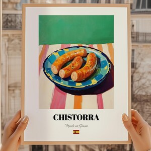 Chistorra, cuadro de comida española, lámina de chistorra, tablero de recetas, regalo de 40 cumpleaños, póster para el comedor