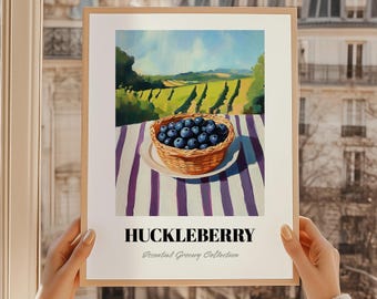 Huckleberry Print Poster, Pantry Wall Art, Food Oil Painting, Kitchen Wall Decor