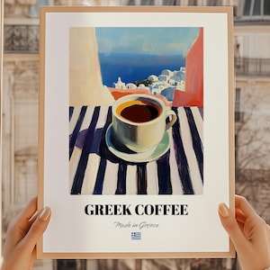 Greek Coffee, Greek Coffee Poster, Greek Bar Décor, Coffee Wall Art, Greek Friend Gift, Kitchen Wall Art