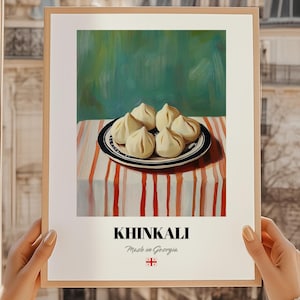 Khinkali Wall Art Print Poster, Georgian Cuisine, Dumplings, Georgian Friend Gift, Georgia Cafe Wall Decor