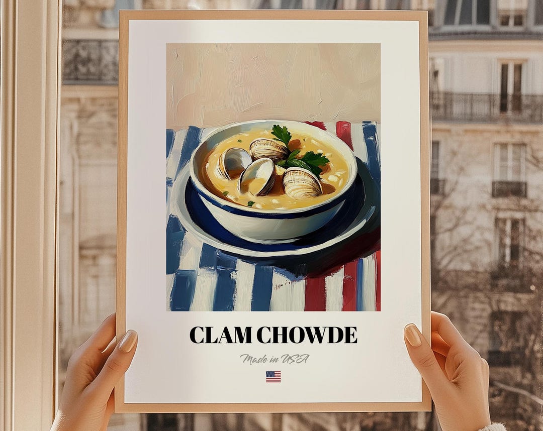Clam Chowder Art Print, American Cafe Decor - Etsy