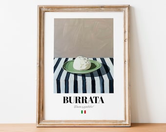 Italian Burrata Poster: Fresh Cheese Art for Café and Restaurant Spaces