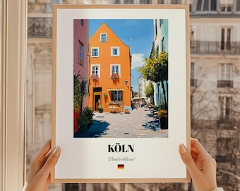 Köln Germany Art Print, Colorful Cityscape Poster
