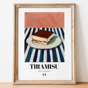 Decorazione murale vintage Tiramisù: poster estetico di cibo italiano per cucine
