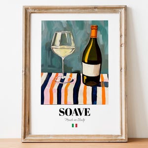 Italian Soave Art Print Poster: Crisp Wine Artwork for Bars and Cafés