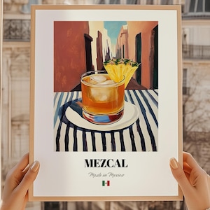 Mezcal, Mexican Cocktail, Mezcal Poster, Mexican Bar Décor, Cocktail Wall Art, Mexican Friend Gift, Kitchen Poster