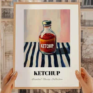 Ketchup, Grocery Painting, Sauce Wall Art, Ketchup Print, Chef Gift, Restaurant Wall Decor, Kitchen Wall Art
