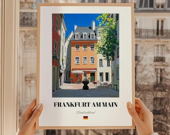 Impresión artística de Fráncfort del Meno, escena callejera alemana, decoración de pared de Alemania