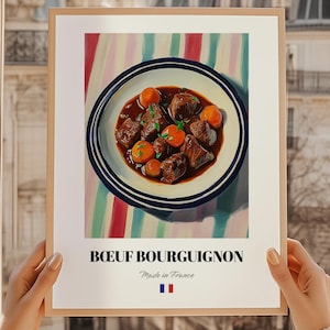 Bœuf Bourguignon, póster de comida francesa, póster de Bœuf, póster de comedor, regalos para 60 cumpleaños, póster de comedor