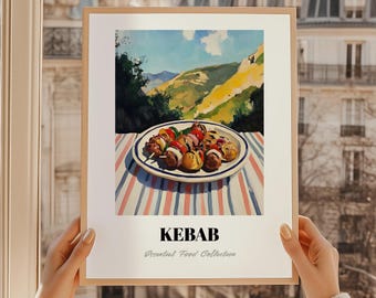 Impressão giclée de Kebab, arte de parede de comida turca
