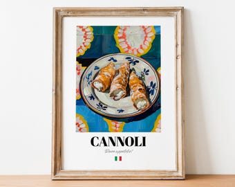Lámina decorativa de cannoli para pared: Decoración de repostería italiana para amantes de los postres.