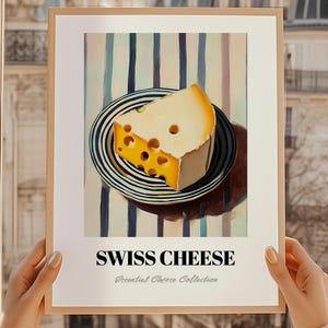 Swiss Cheese, Cheese Poster, Pantry Wall Decor, Swiss Print, Foodie Gift, Restaurant Wall Decor, Kitchen Wall Art