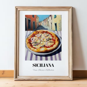 Siciliana, Włoska Pizza Wall Art, Menu Weselne Pizza, Plakat Siciliana, Przyjęcie Bowlingowe, Plakat Do Jadalni
