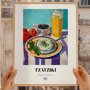 Tzatziki, impression de cuisine grecque, art mural de restaurant, buffet de menus de mariage, couverture de menu de café, impression de cuisine