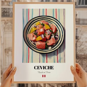 Póster de ceviche, cocina peruana, mariscos, regalo para un amigo peruano, póster de restaurante peruano