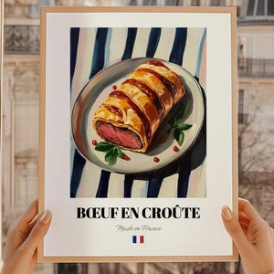 Bbieuf en Croûte, Französisches Essen Wand Kunst, Französische Party Menü, Menü-Design, Café Modernes Menü, Küchen-Poster