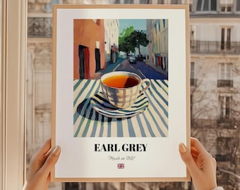 Impresión de té Earl Grey, decoración de bar inglés, arte de pared para comedor