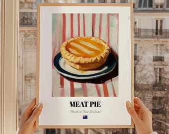 New Zealand Meat Pie Art Print, Savory Cuisine Poster - Etsy