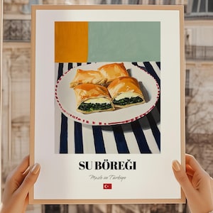 Su Böreği Painting, Turkish Food Illustration, Turkish Pastry Poster, Turkish Cuisine Poster