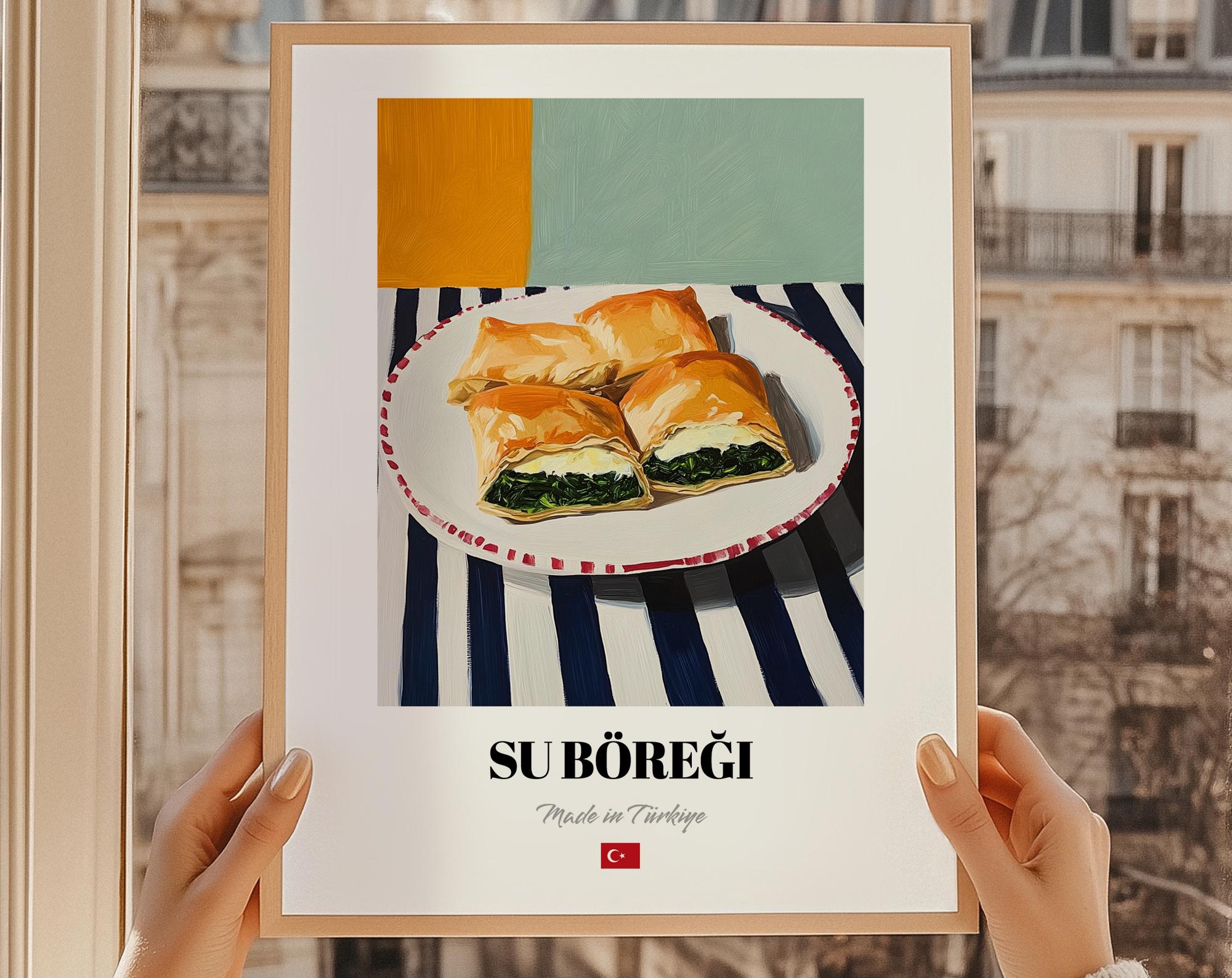 Tableau Su Böreği, illustration de cuisine turque, affiche de pâtisserie turque, affiche de cuisine turque