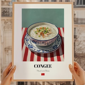 Congee Vintage Kitchen Print Poster, Chinese Food Wall Art