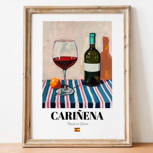 Spanish Cariñena Art Print Poster: Vineyard Artwork for Bars and Cafés