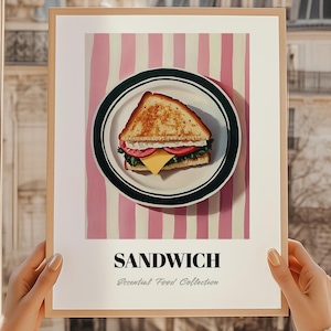 Sándwich, cocina americana, cocina británica, arte mural de sándwiches, decoración de pared de cocina, decoración de restaurante