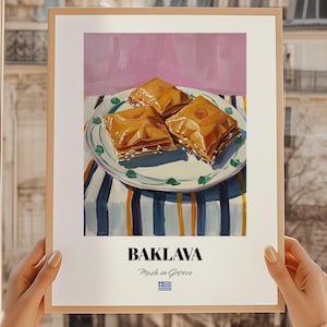 Baklava, impresión de postre griego, menú de happy hour, menú de catering, arte mural de baklava, impresión de cocina