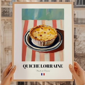 Póster de Quiche Lorraine, Pastelería Francesa, Menú de Boda, Fiesta Francesa, Fiesta de Dulces, Póster para Comedor