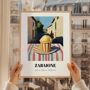 Zabaione, stampa di gelato italiano, buffet di menù per matrimonio, decorazioni per gelato, dipinto di zabaione, poster per sala da pranzo