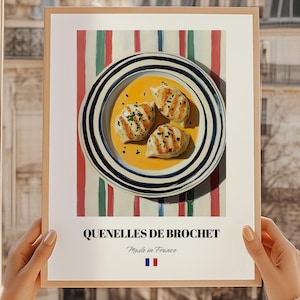 Quenelles de brocheta, póster de comida francesa, póster de comedor, brunch del Día de la Madre, regalo de 40 cumpleaños, póster de cocina