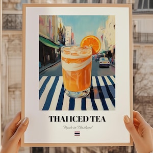 Thai Iced Tea, Thai Wine, Thai Tea Poster, Thai Bar Décor, Wine Wall Art, Thai Friend Gift, Dining Room Poster